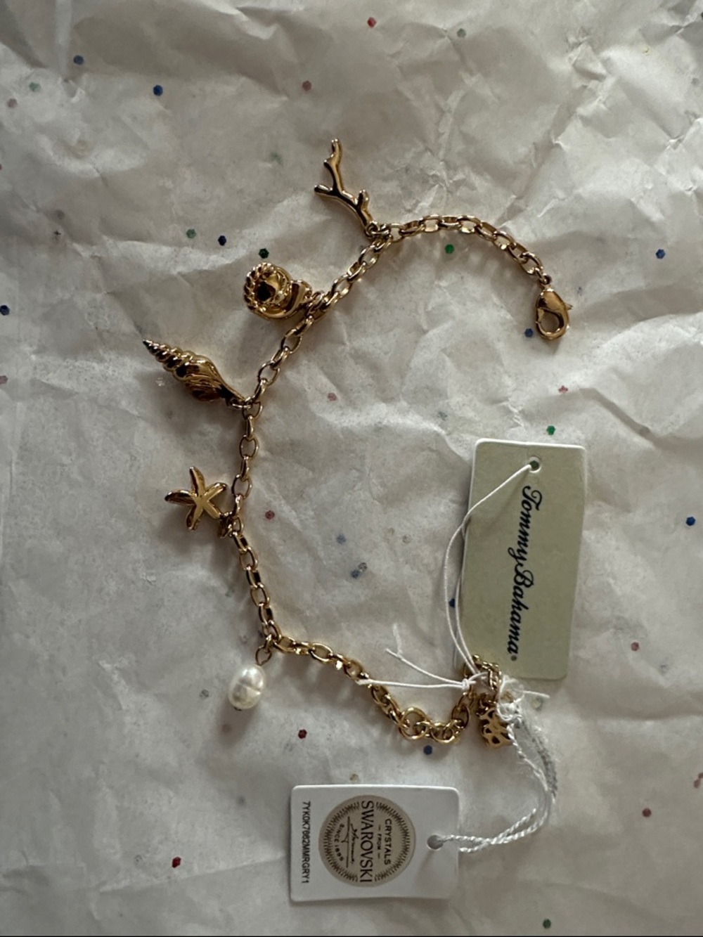Tommy Bahama Gold-Tone Coastal Charm Sealife Charm bracelet with Faux Pearl